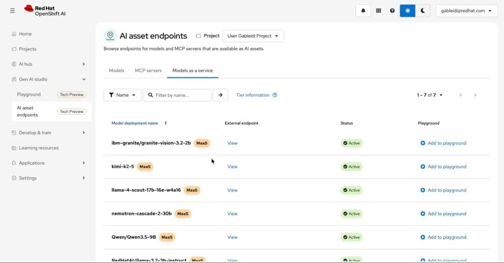 In-cluster LLM inference using Models as a Service on Red Hat OpenShift AI