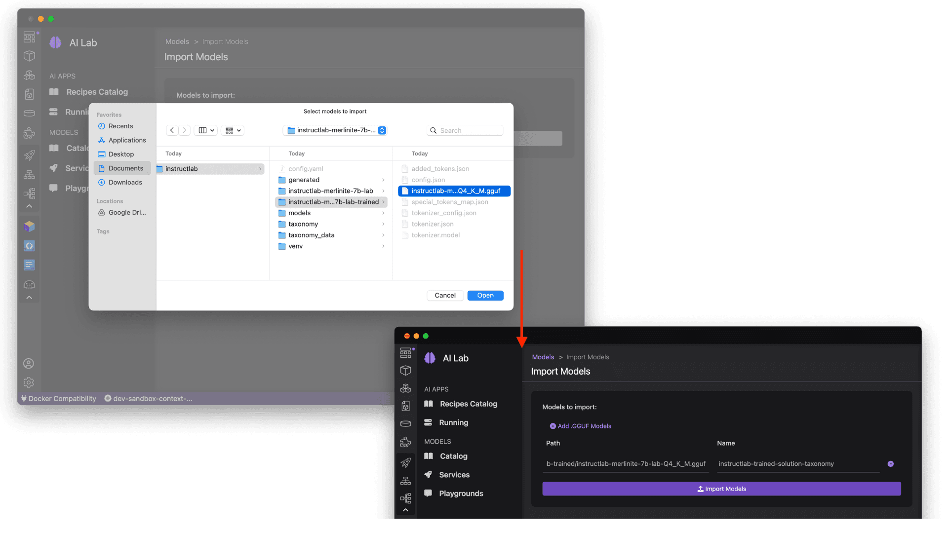 Importing an InstructLab trained model with Podman AI Lab