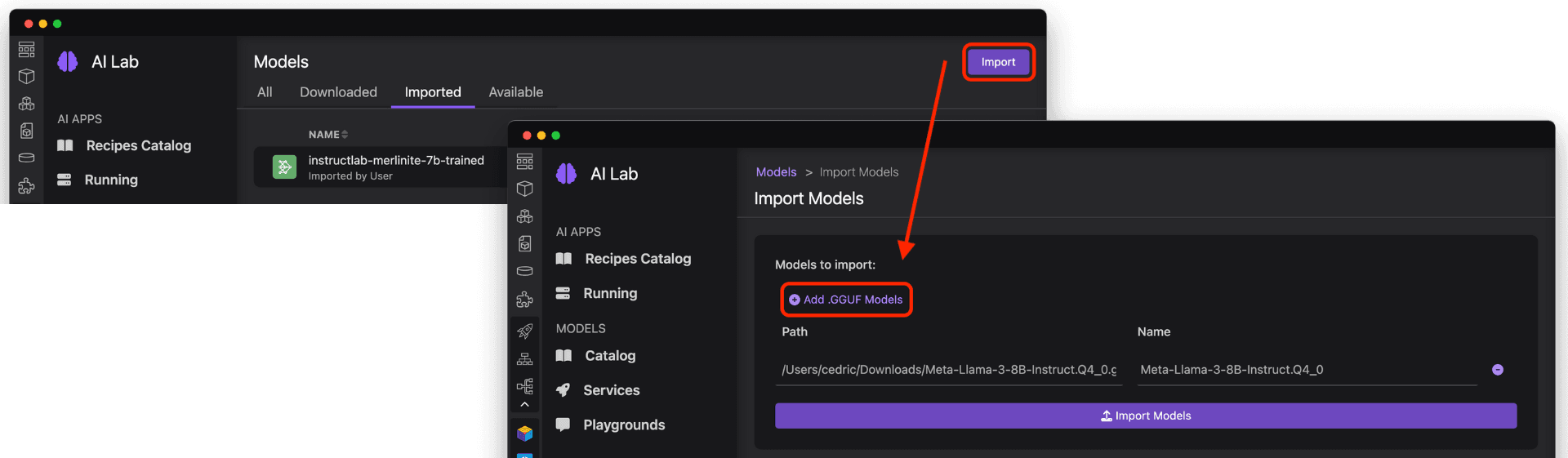 Importing a custom model into Podman AI Lab