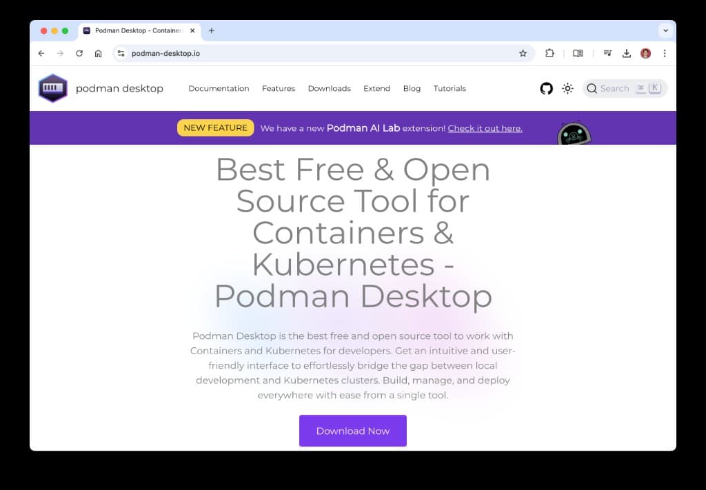 Download and install Podman Desktop from the official website