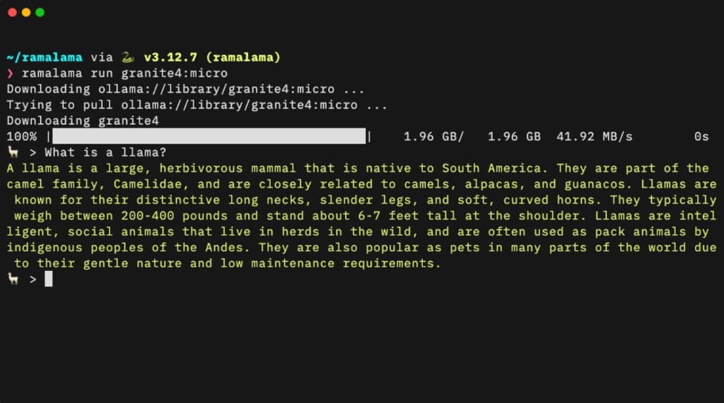 Running a model with RamaLama in the terminal